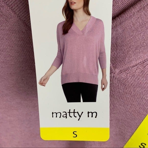 Matty M Womens Three Quarter Sleeve Knit Sweater