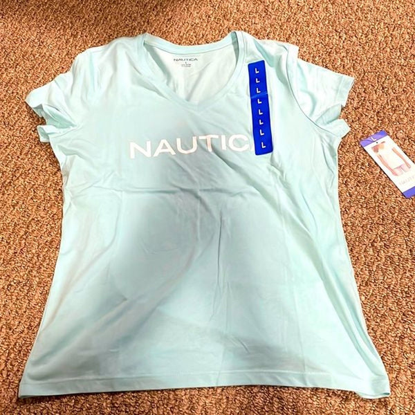 Nautica Womens Logo Tee,Light Blue,XX-Large