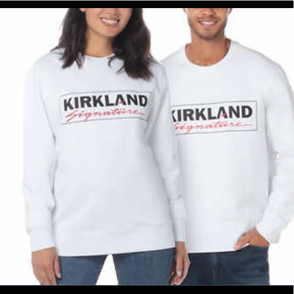 Kirkland Signature Unisex Cotton Fleece Logo Sweatshirt,White,X-Large