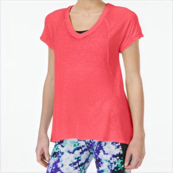 Calvin Klein Womens Burnout T-Shirt,Neon Calypso,Small