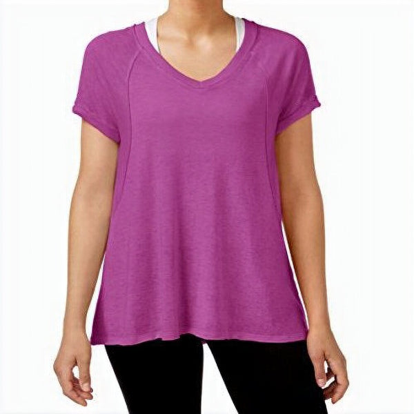 Calvin Klein Womens Burnout T-Shirt,Vivid Violet,X-Small