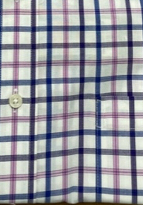 Kirkland Signature Mens Tailored Fit Plaid Shirt,Plaid Pink/Blue/Purple,16-34/35