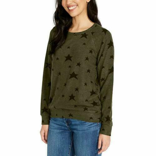 Buffalo David Bitton Womens Relaxed Fit Printed Cozy Pullover Top,Army Twinkle,X-Small