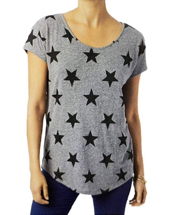 Alternative Womens Short Sleeve T-Shirt,Gray/Black Star,Medium