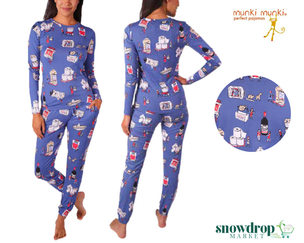 Munki Munki Womens Costco Print 3 Piece Pajama Set