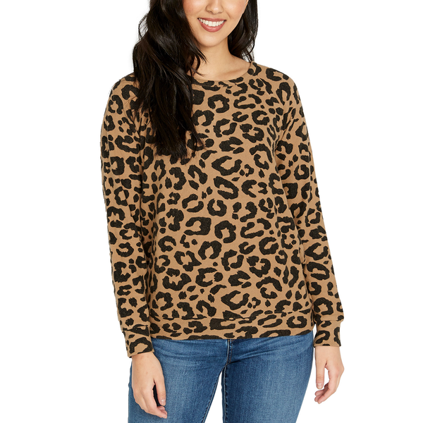 Buffalo David Bitton Womens Relaxed Fit Printed Cozy Pullover Top,Large