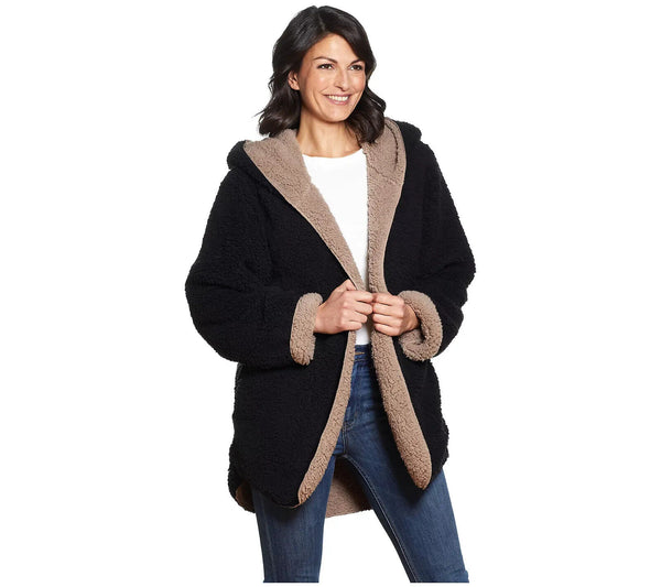 Weatherproof Womens Comfy Jacket,Black/Taupe,Medium/Large