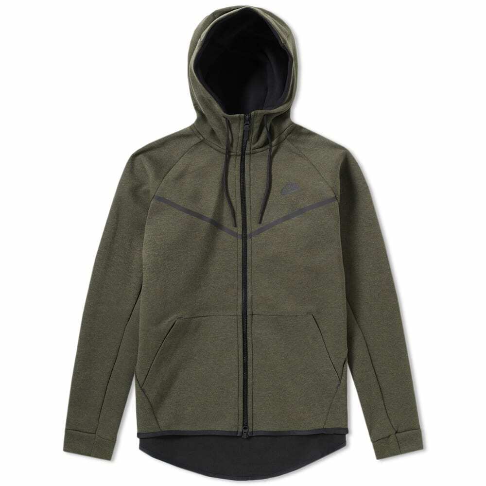 Nike Mens Hooded Zipper Tech Fleece Hoodie,Sequoia Heather/Black,XX-Large