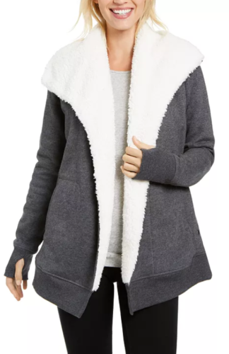 Ideology Womens Sherpa Fleece-Lined Wrap Color Hy Charcoal Heather