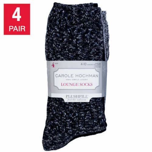 Carole Hochman Womens Lounge Soft Hand Feel Crew Socks 4 Pairs
