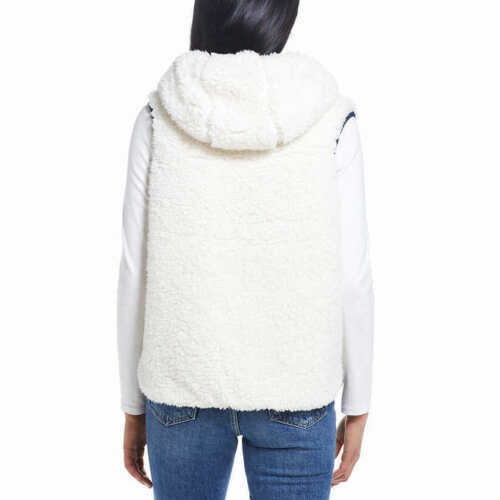 Weatherproof Vi Womens Comfy Hooded Sherpa Soft Feel With Zipper Chest Pocket Vest