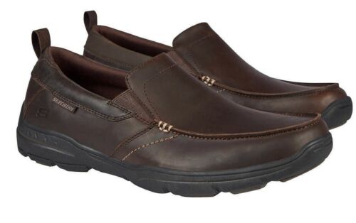Skechers Mens Air Cooled Memory Foam Leather Slip-On Shoes,9