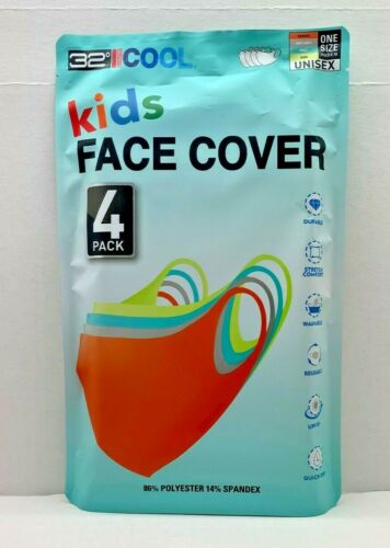 32 Degrees Kids Face Cover Unisex Cool Durable Stretch Washable Upf 50 4 Pack Mask