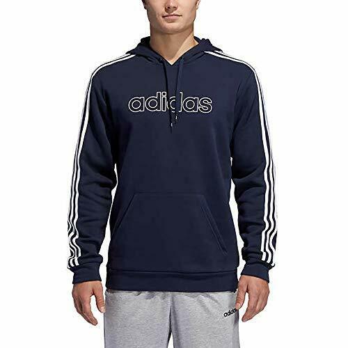 Adidas Mens Essentials 3 Stripes Lightweight Fleece Pullover Hoodie