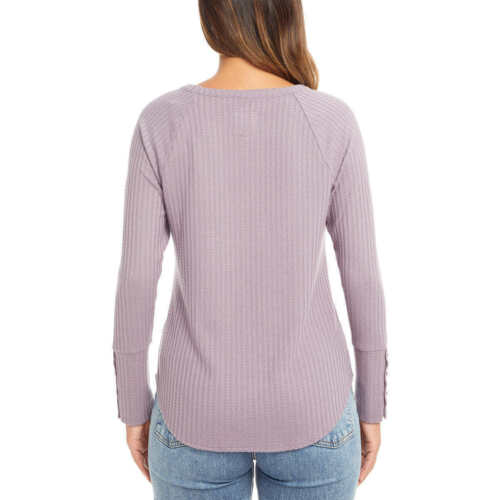 Chaser Womens Long Sleeve Waffle Thermal Tunic Sweater Top