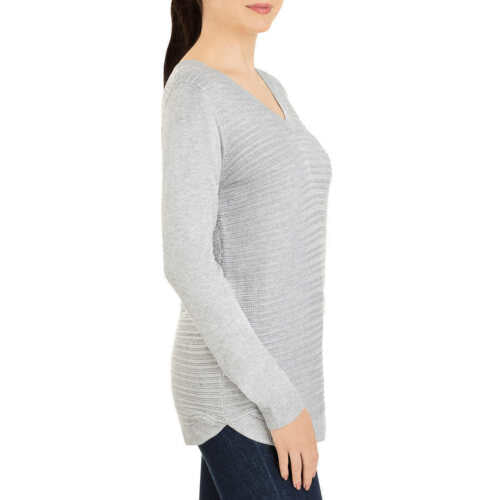 Hilary Radley Womens Soft Textured Knit V Neck Tunic Sweater Top
