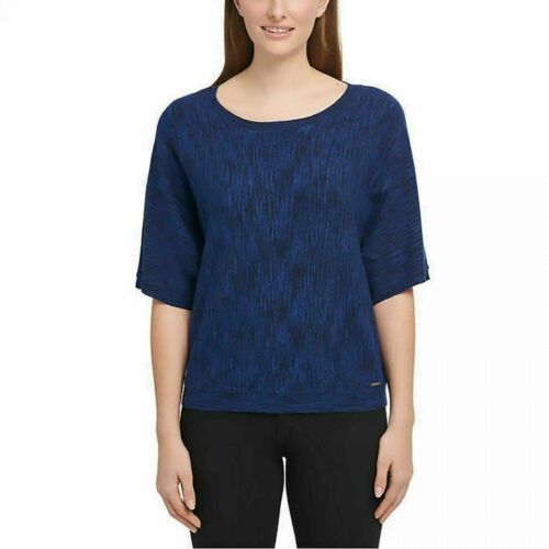 Dkny Womens Jeans Sweater Marled Knit Half Sleeve Top