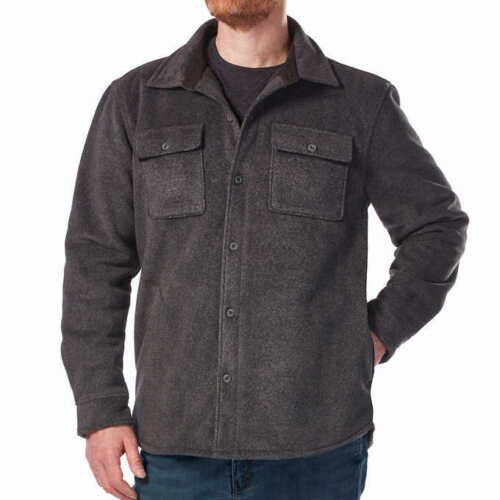 Rugged Elements Mens Insulated Sherpa Lined Utility Shirt Jacket