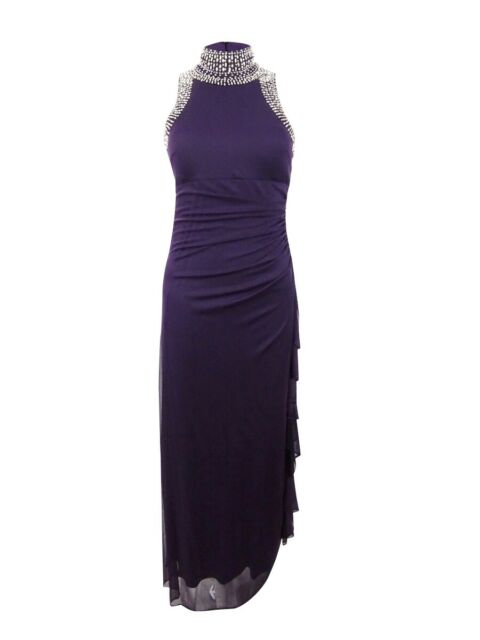 Betsy & Adam Womens Petite Beaded Gown