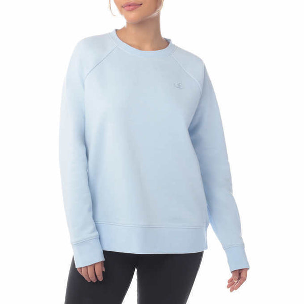 Champion Womens Sueded Fleece Crewneck Sweatshirt,Sky Blue,Medium